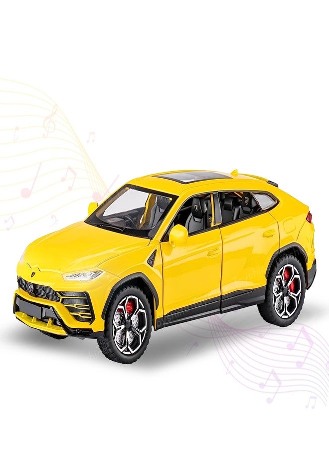 Toyshine 1:24 Scale Die Cast Lambo Vehicle Toy Car with Music and Lights Along with Pull Back Function,Opening Doors and Back Feature for Kids Boy Girl 3+, Yellow - Image 1